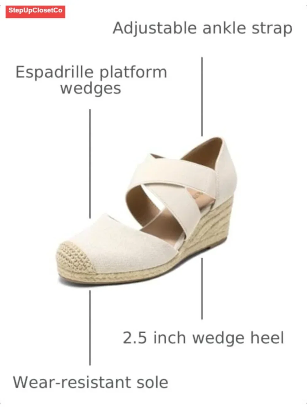 Espadrille Platform Wedges Slip On Elastic Criss Cross Straps Sandals Dressy
